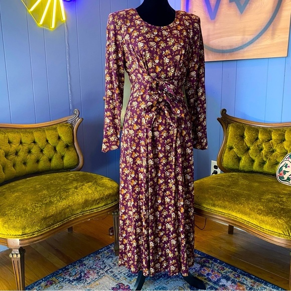 Vintage Dresses & Skirts - Vintage 90s Jamie Brooke Floral Boho Maxi Dress Size Medium